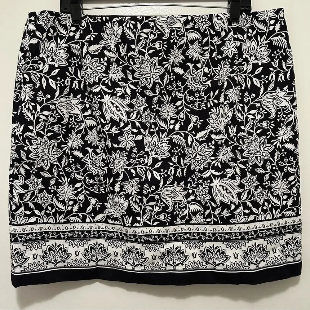 Talbots Dreamy Floral Stretch Cotton Canvas Skirt 16P NWT‎